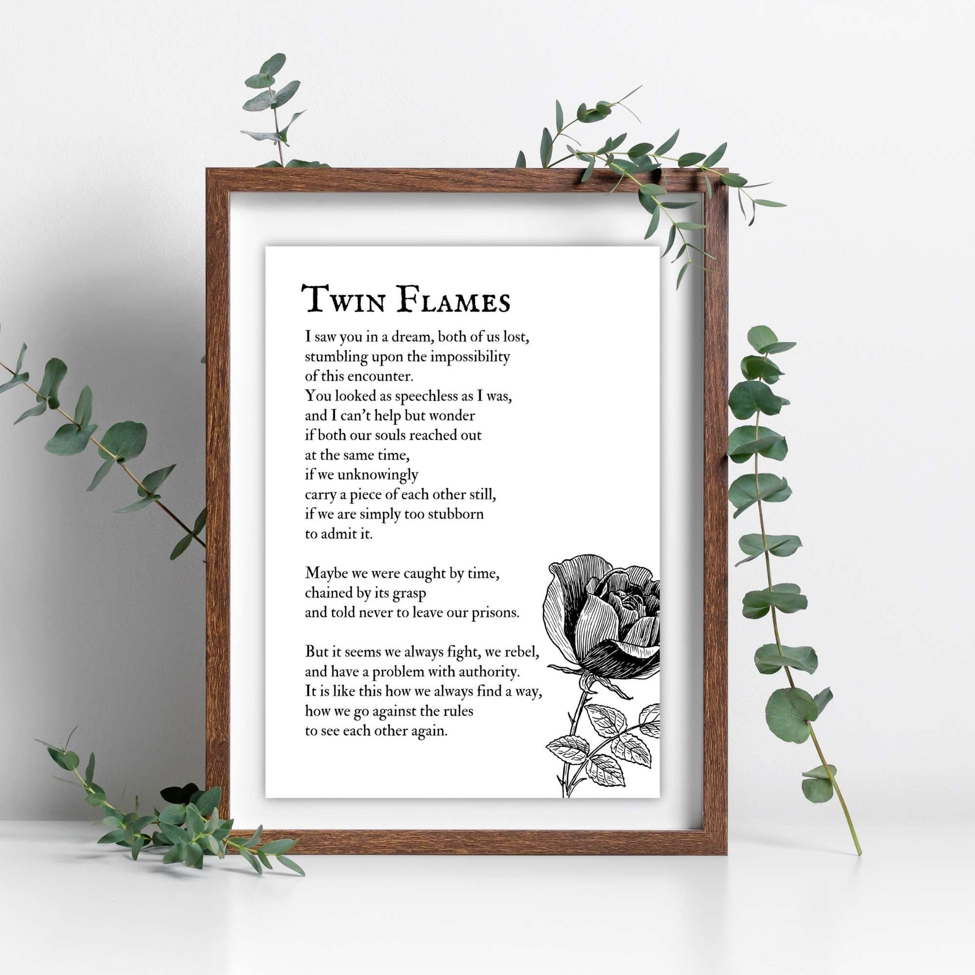 Twin Flames - A Poem for Lovers Through Time | Poster Print